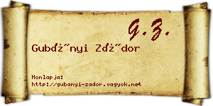 Gubányi Zádor névjegykártya
